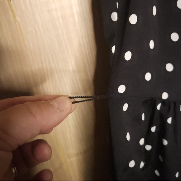Talbots Petite Black White Polka-dot Sleeveless Flowy Dress 8P - Picture 6 of 9